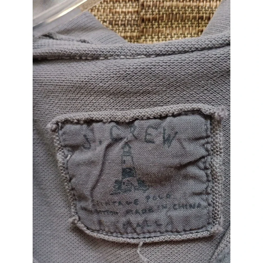 Men's J CREW distressed Cotton Polo Shirt Color Grey